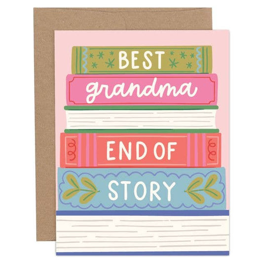 Best Grandma Book Stack Grandparents Day Greeting Card