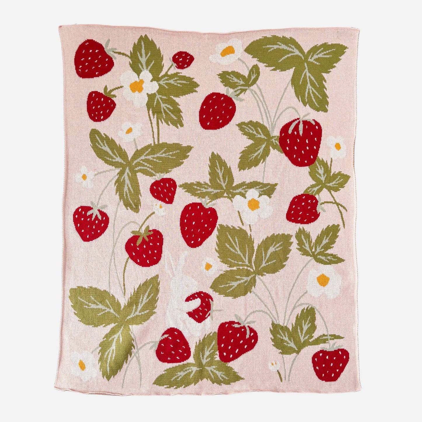 Blanket Strawberry Bunny Organic Baby Decor Spring Summer: Blush