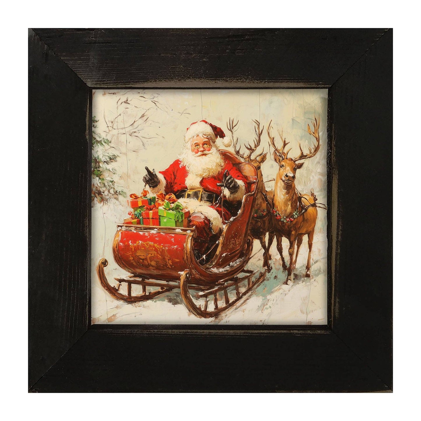 Santa in Sleigh: Black / Small