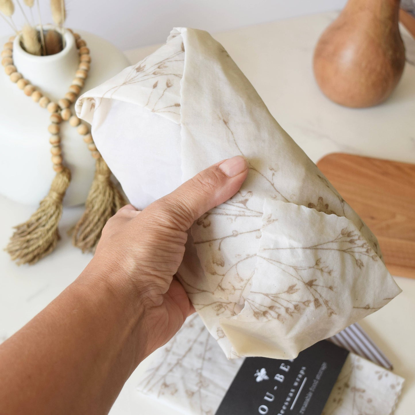 Edited Life Organic Beeswax Wrap – Natural Cotton Singlet : Both Cream & Striped