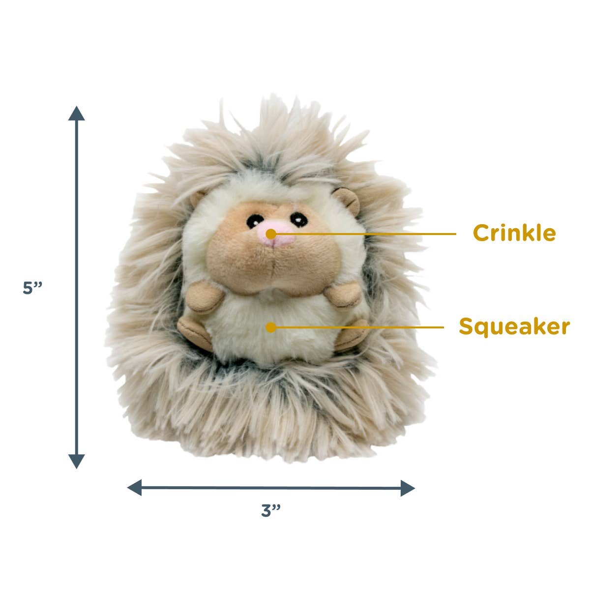 Real Feel Fluffy Baby Hedgehog with Squeaker Dog Toy - 5"