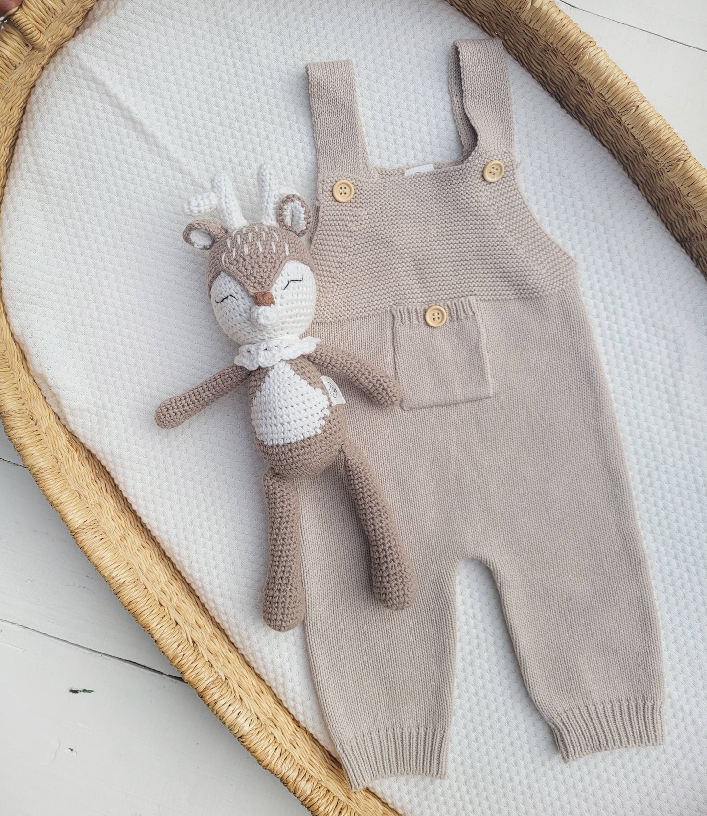 Baby Knit jumperJumpsuit suspender Overalls pants EZRA: Forest Green