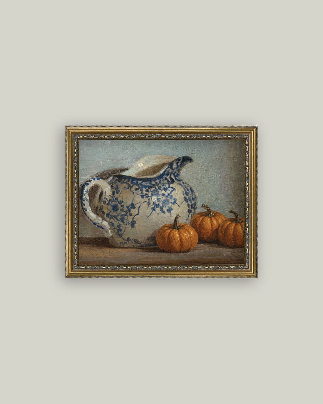 Still Life Pumpkins and Pitcher: 10x8