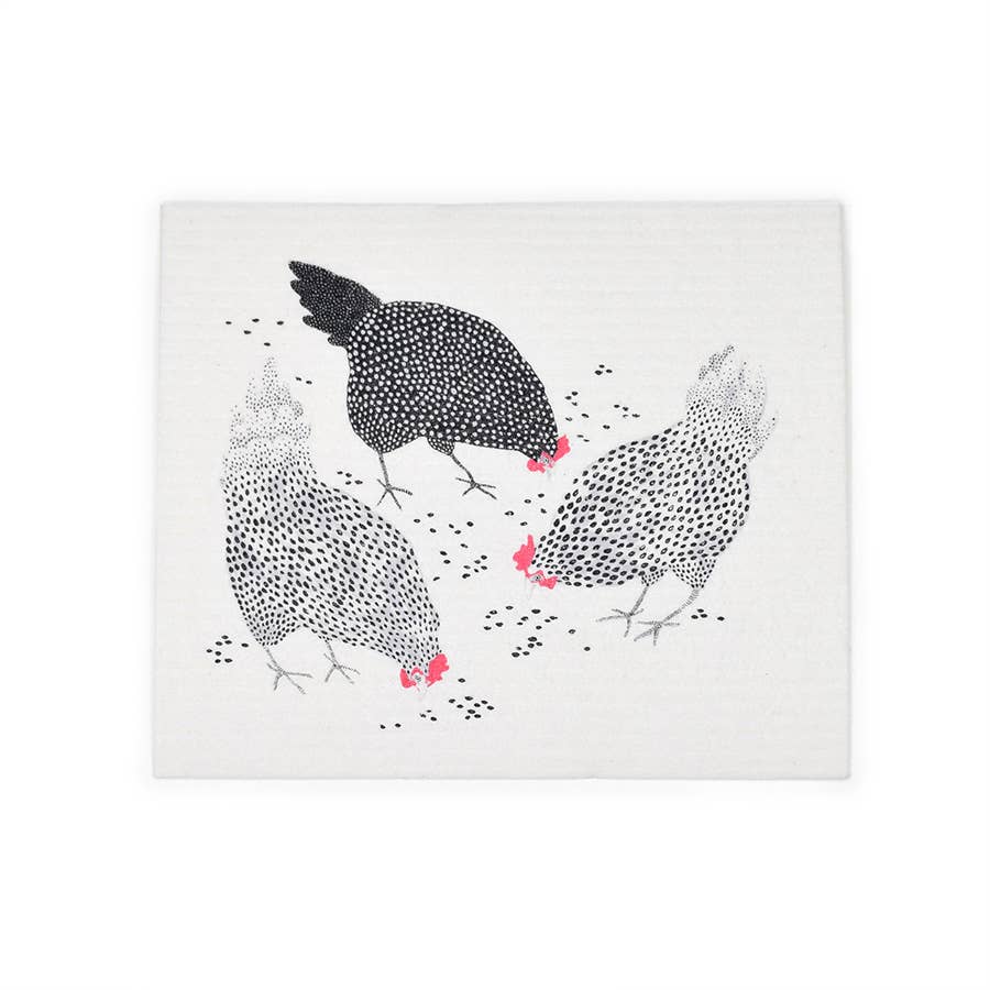Happy Chickens Swedish Dishcloth