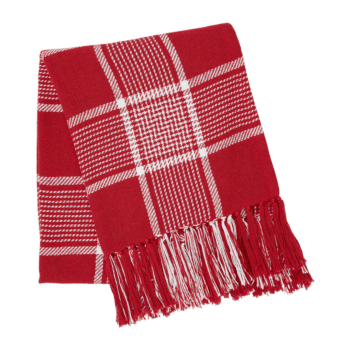 Red White Plaid Woven Throw Blanket 50x60 – Eston