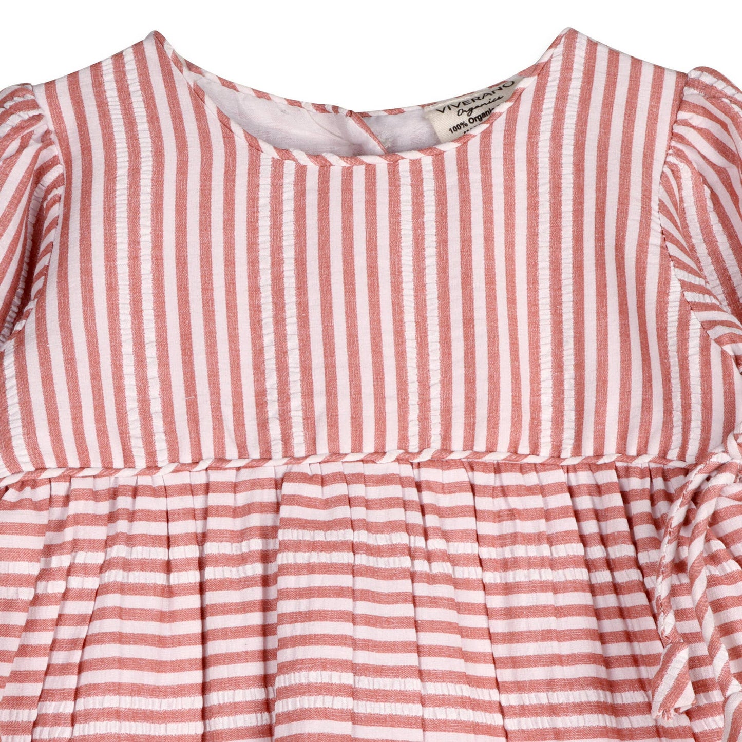 Vivienne Striped Embroidered Baby Dress & Bloomer (Organic): Vintage Berry Stripe