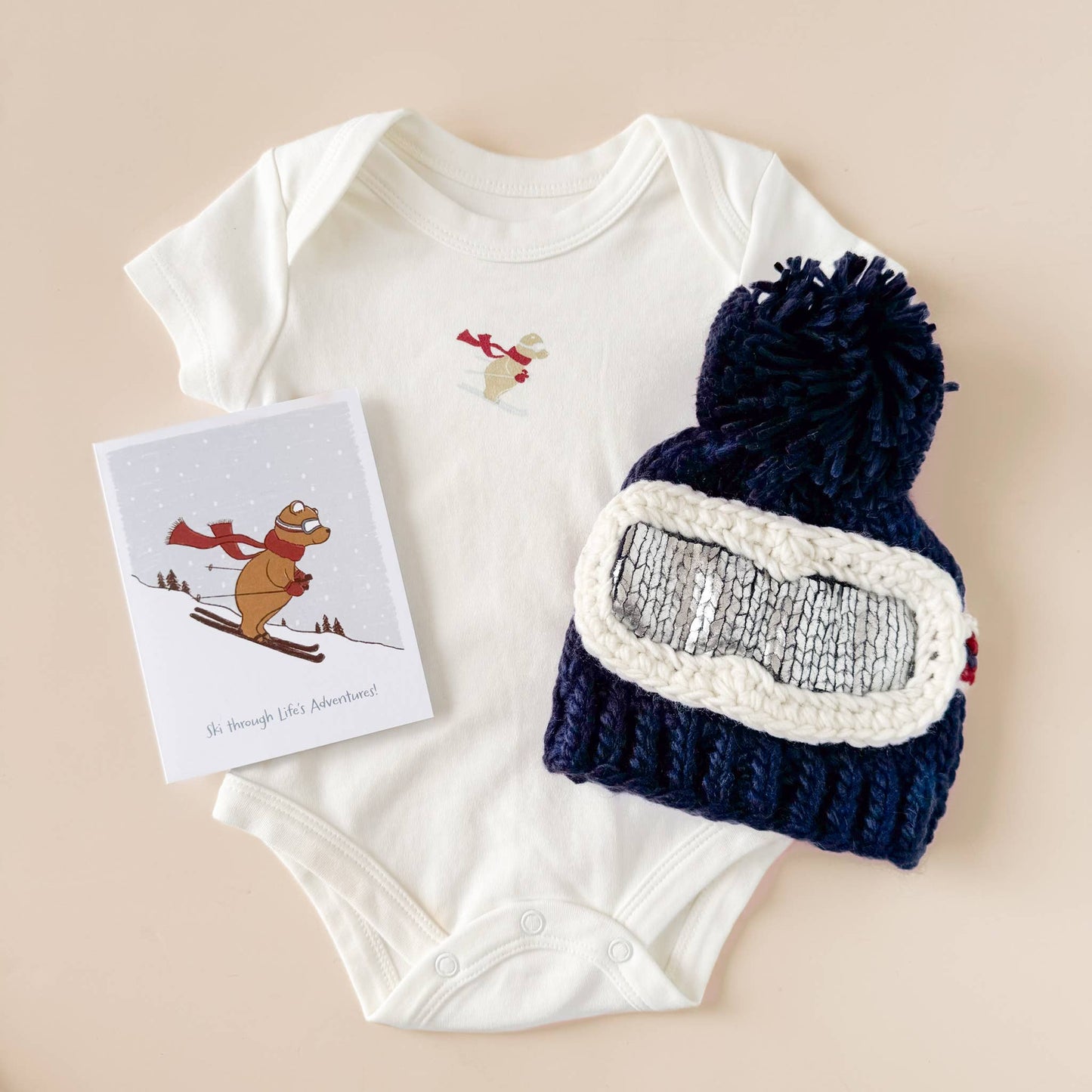 Ski Bear Onesie Baby Bodysuit Organic Winter Graphic Gift