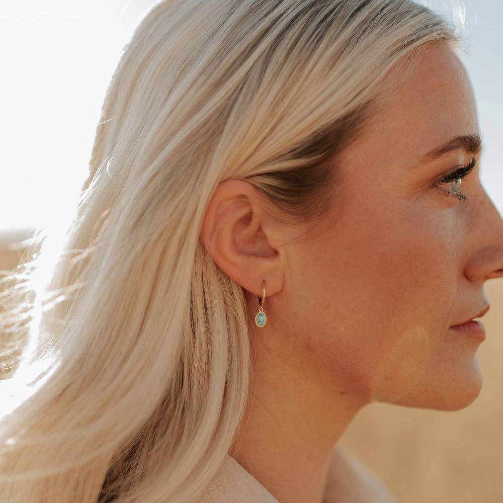 Riley Turquoise Hoops: Gold