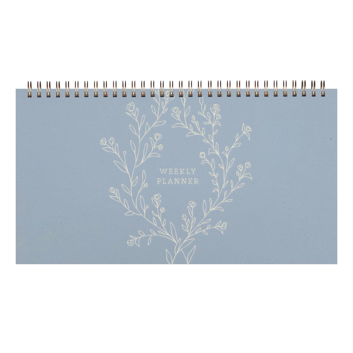 Floral Vines Weekly Planner : Sky Blue Cover | White Ink