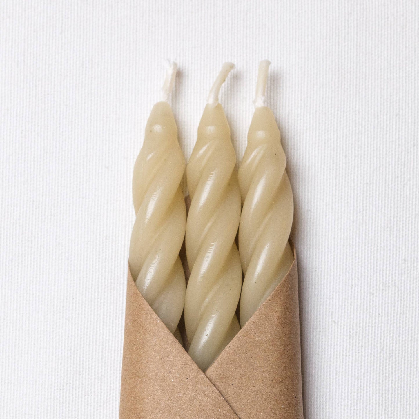 Sand Beeswax Taper Candles Set of 3: Spiral