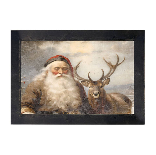 Reindeer with Santa 2 - Horizontal Frame: Black / HS