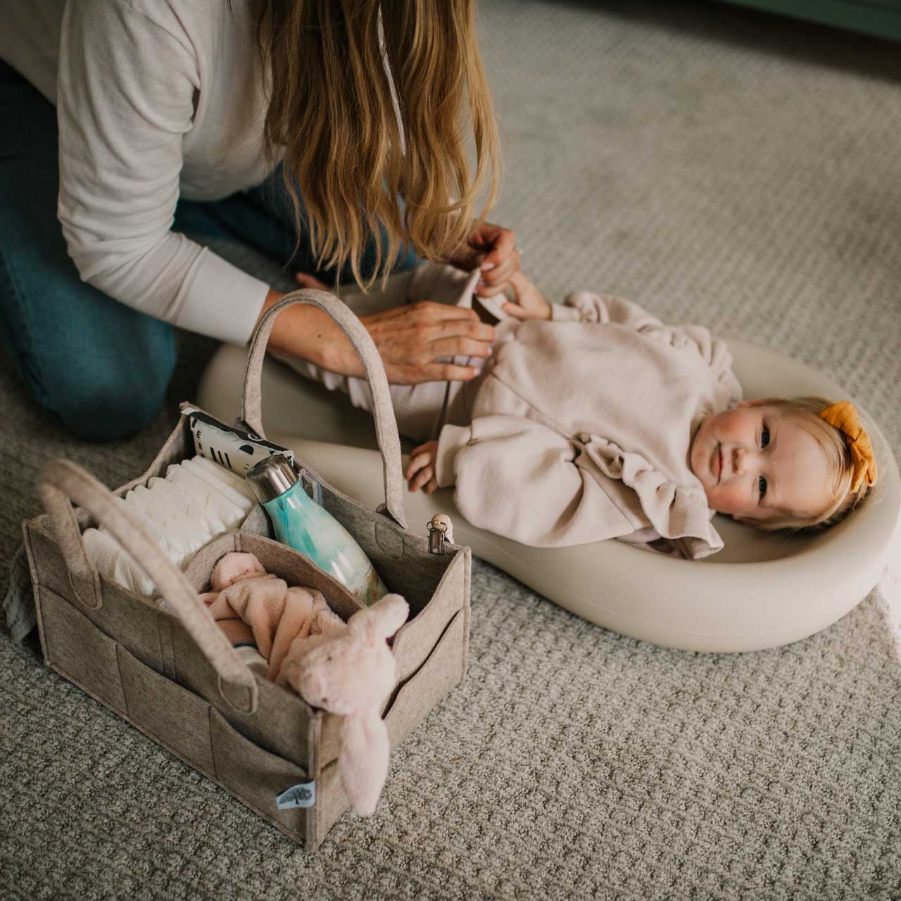 Diaper Caddy in Oatmeal: Large (16 x 10 x 7")