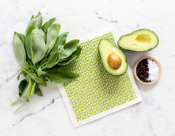 Green Mini Leaves Swedish Dishcloth