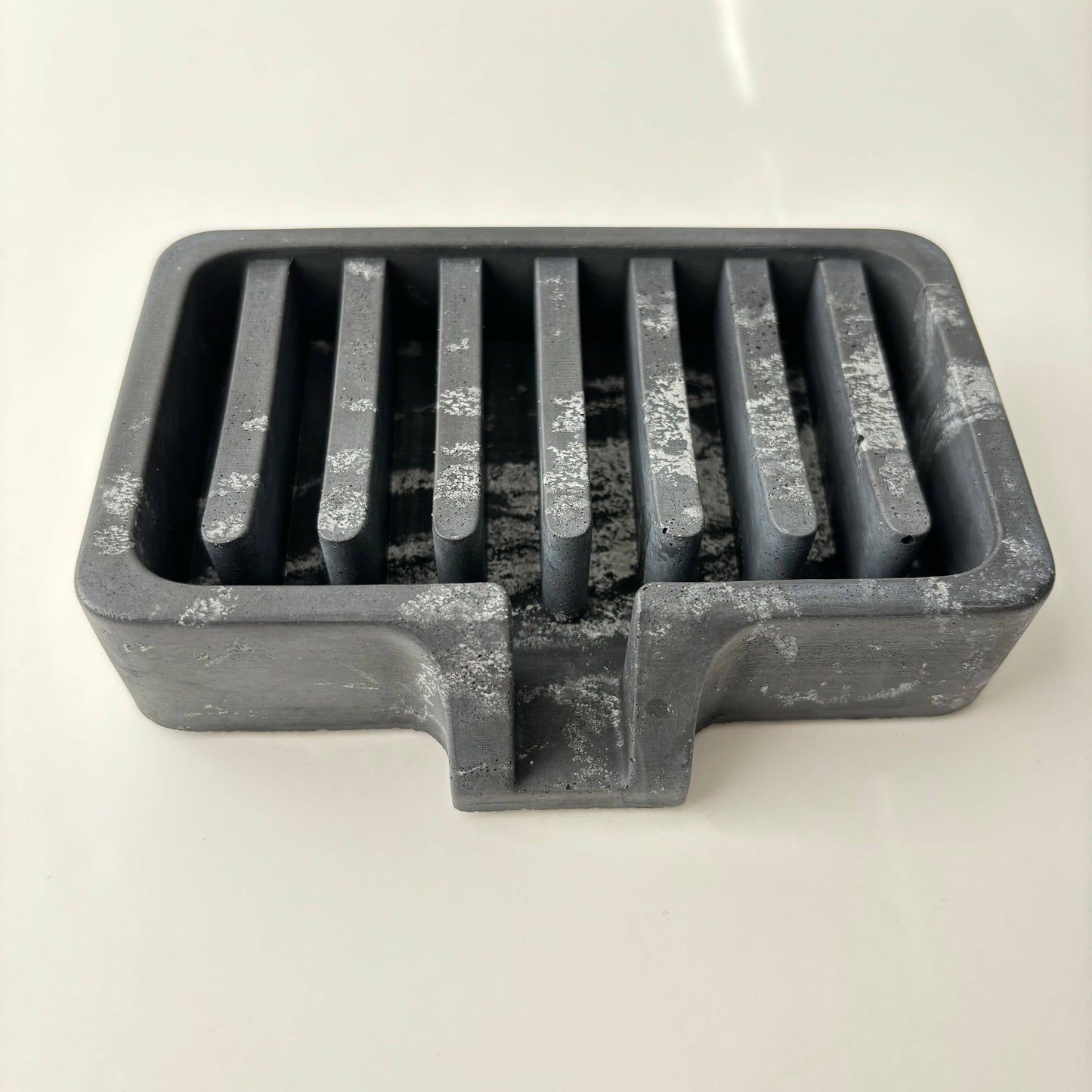 Soap Holder | Concrete Soap Dish: Black Noir & Silver