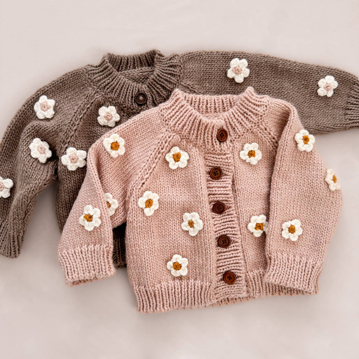 Flower Cardigan Tan Kids and Baby Apparel Sweater Easter: XS; 6-12M