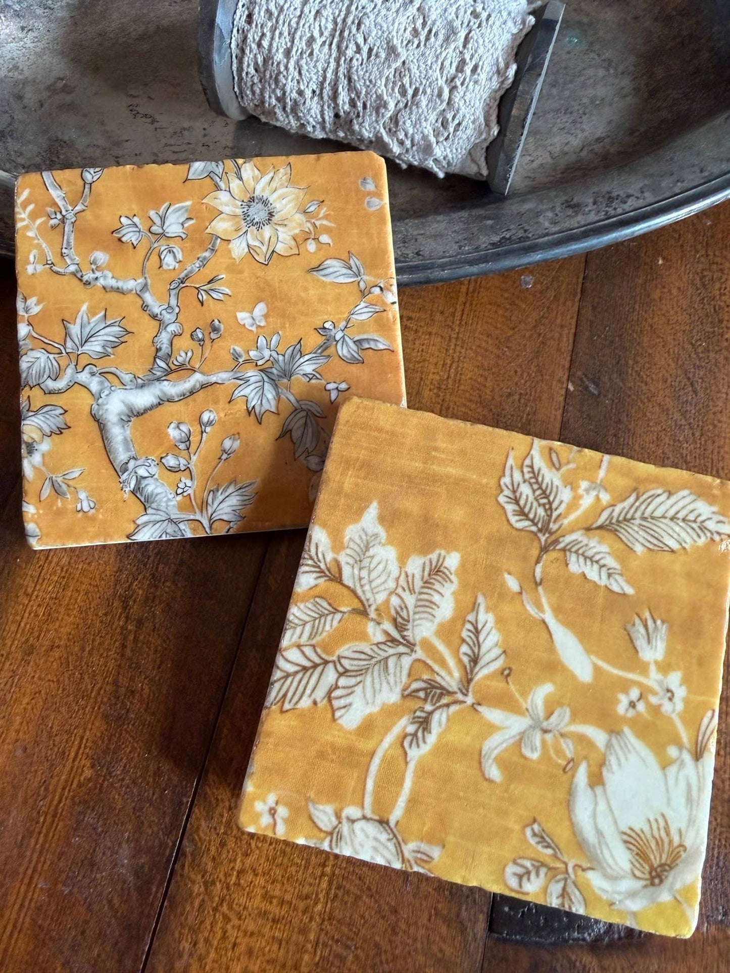 Golden Tapestry stone coasters