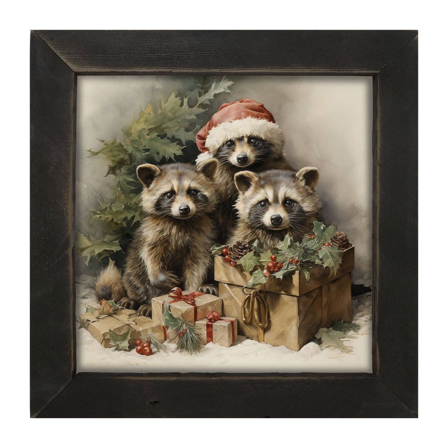 Christmas Raccoons: Black / Small