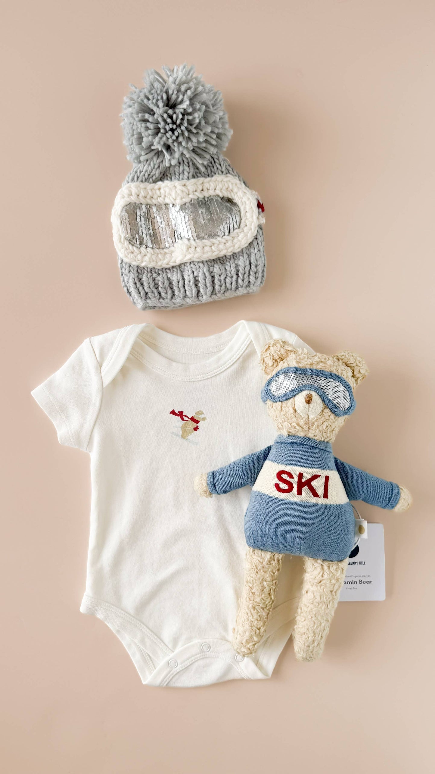 Ski Bear Onesie Baby Bodysuit Organic Winter Graphic Gift