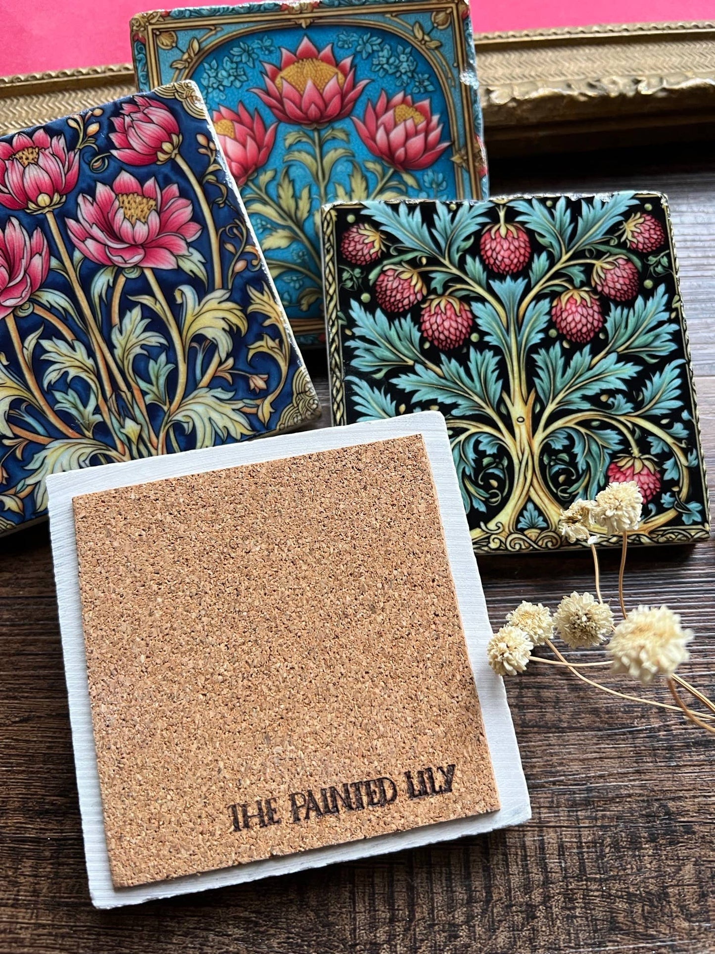 William Morris inspired stone coasters