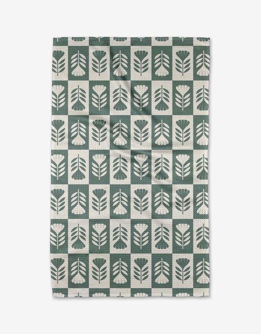 Green Flower Patch Tea Towel