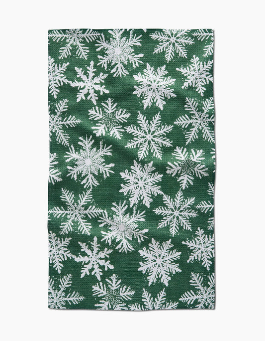 Snowy Days Green Tea Towel
