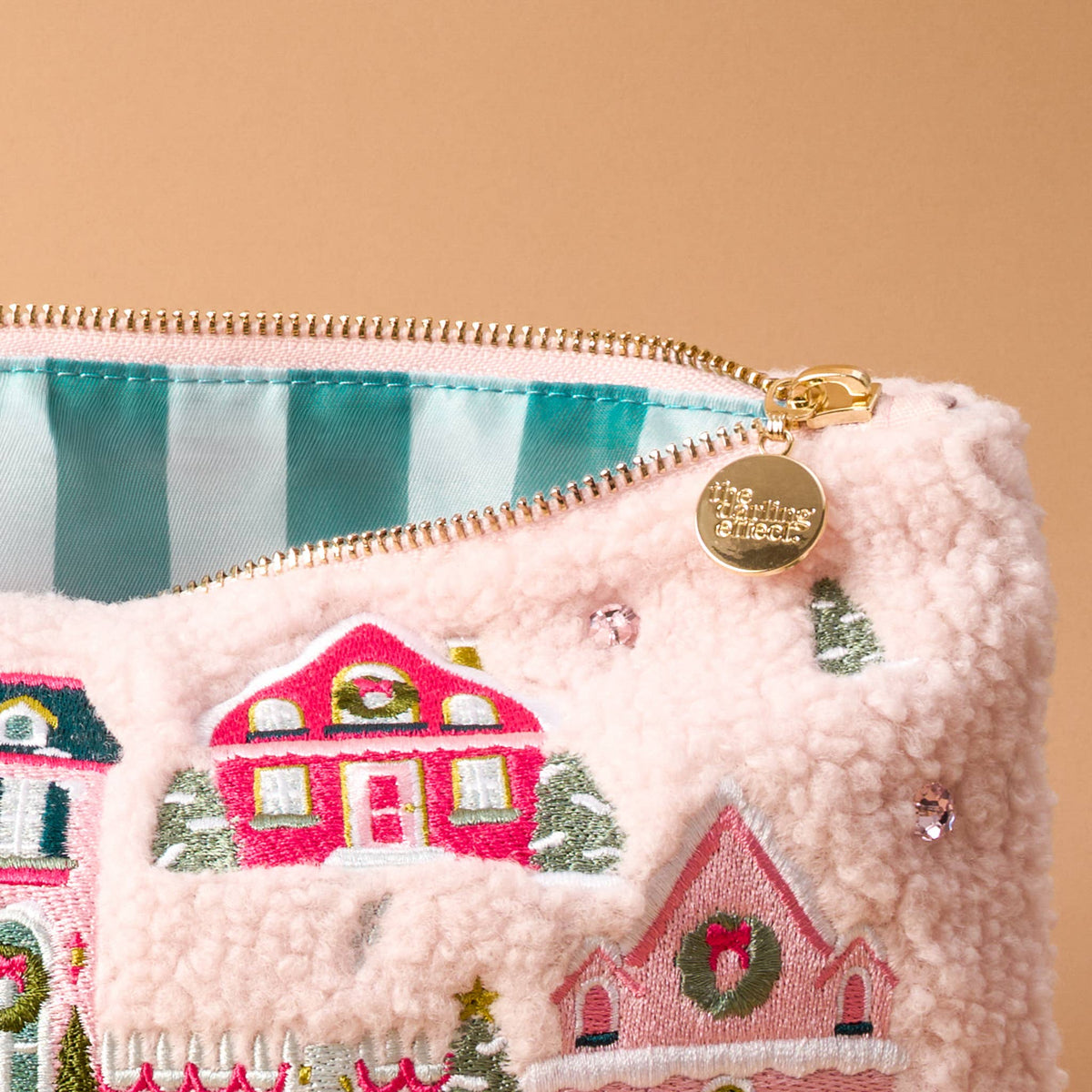 Teddy Pouch-Pink Pine Village