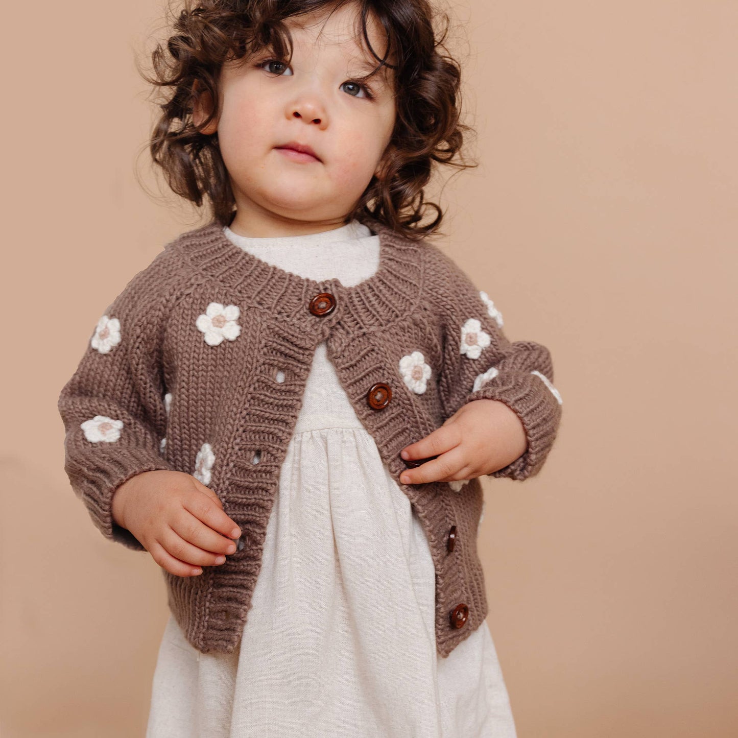 Flower Cardigan Tan Kids and Baby Apparel Sweater Easter: XS; 6-12M