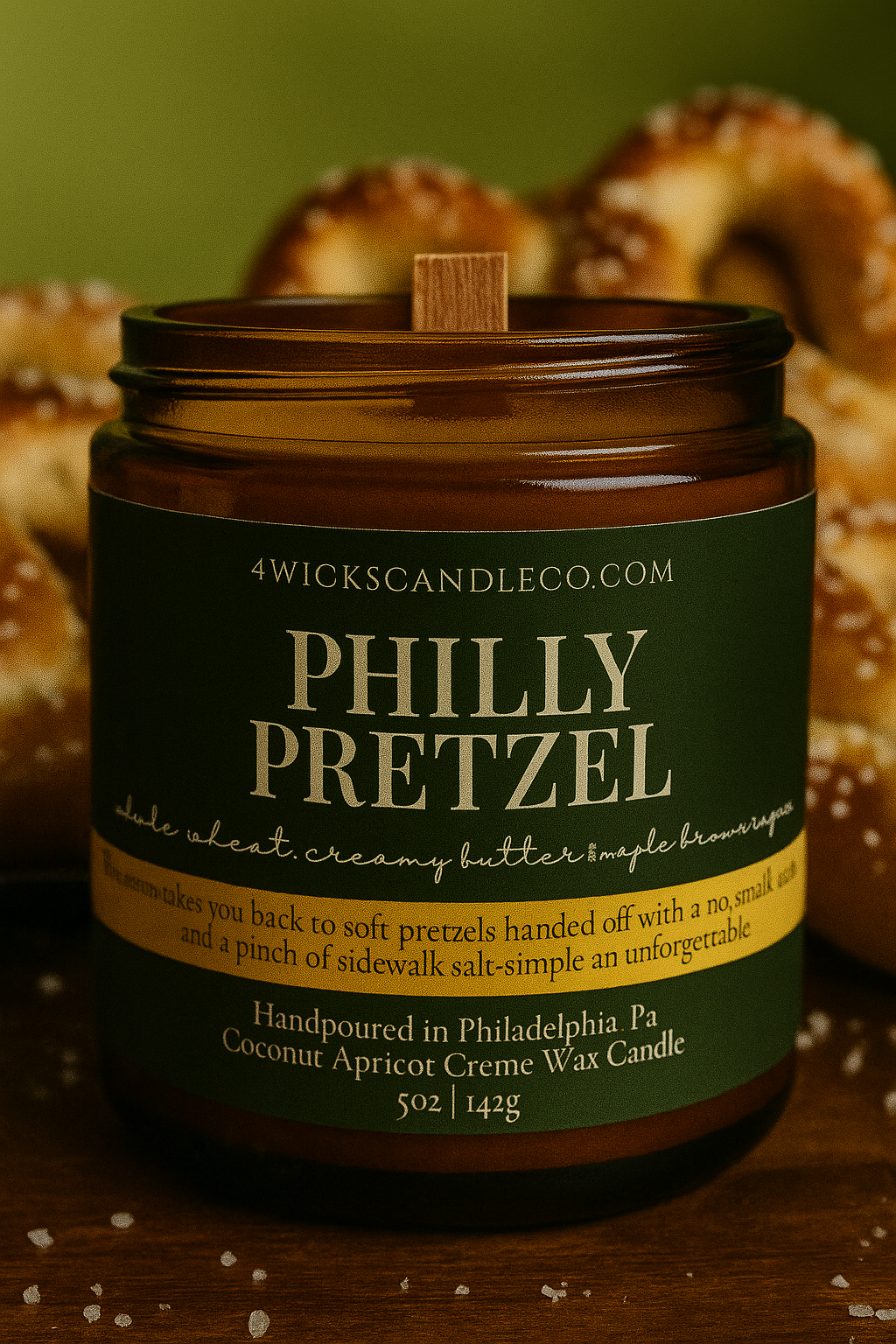 Philly Pretzel Candle - 5oz Amber Jar & Wood Wick