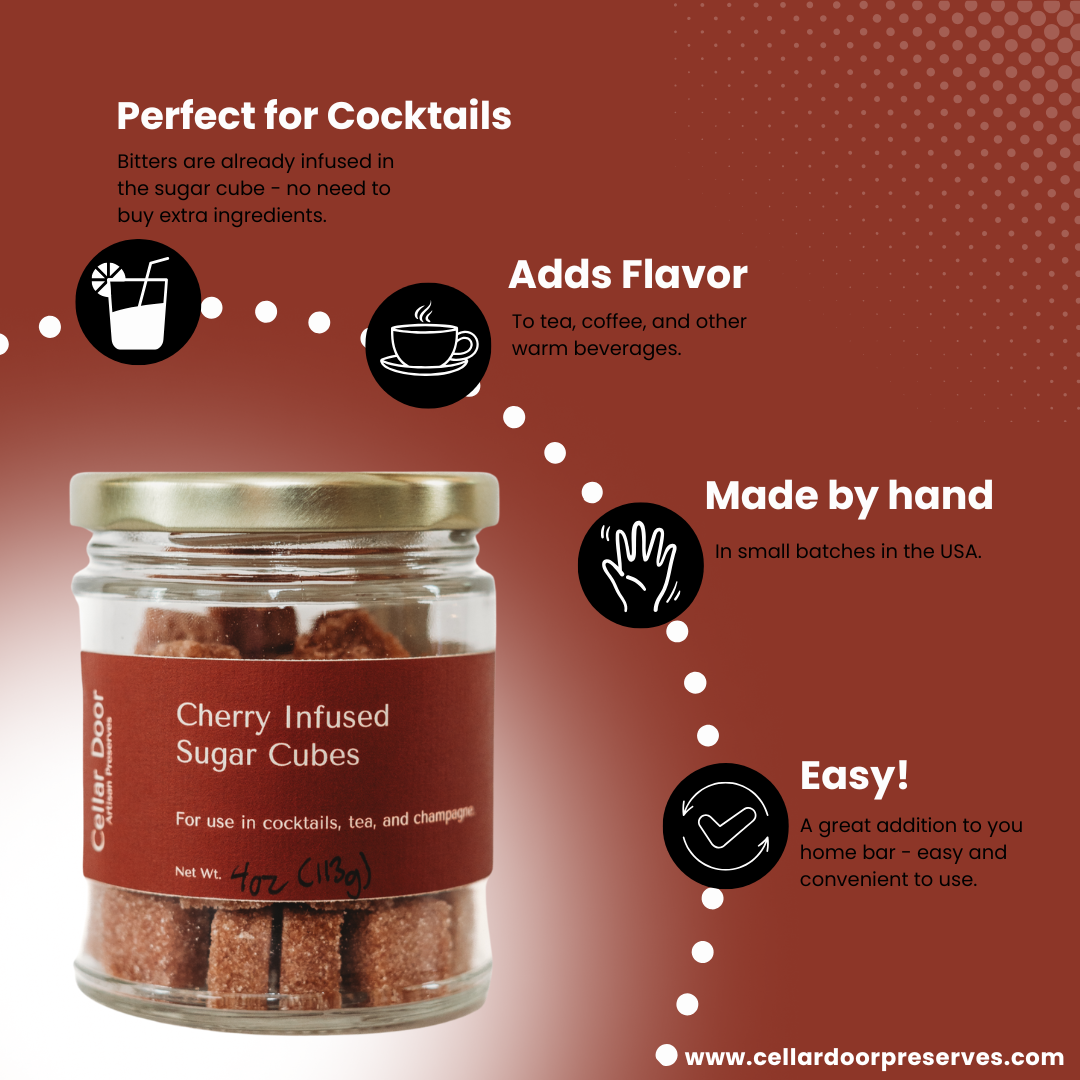 Cherry Infused Sugar Cubes : Jar 4oz