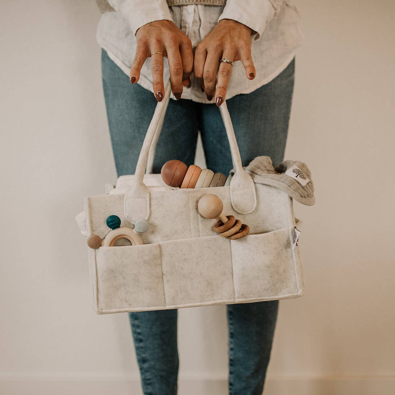 Diaper Caddy in White: Large (16 x 10 x 7")