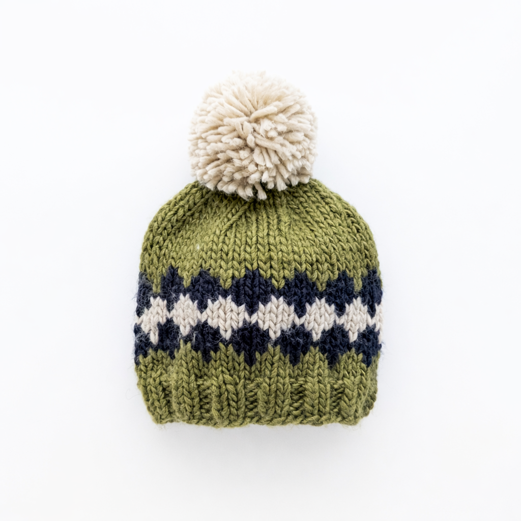 Geo Mossy Green Beanie Hat for Baby & Kids