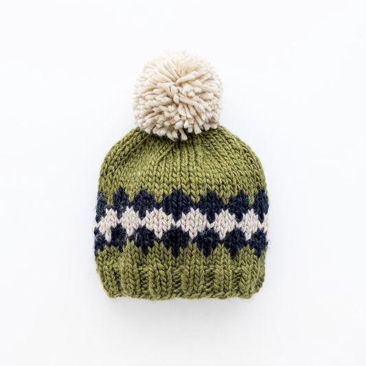 Geo Mossy Green Beanie Hat for Baby & Kids