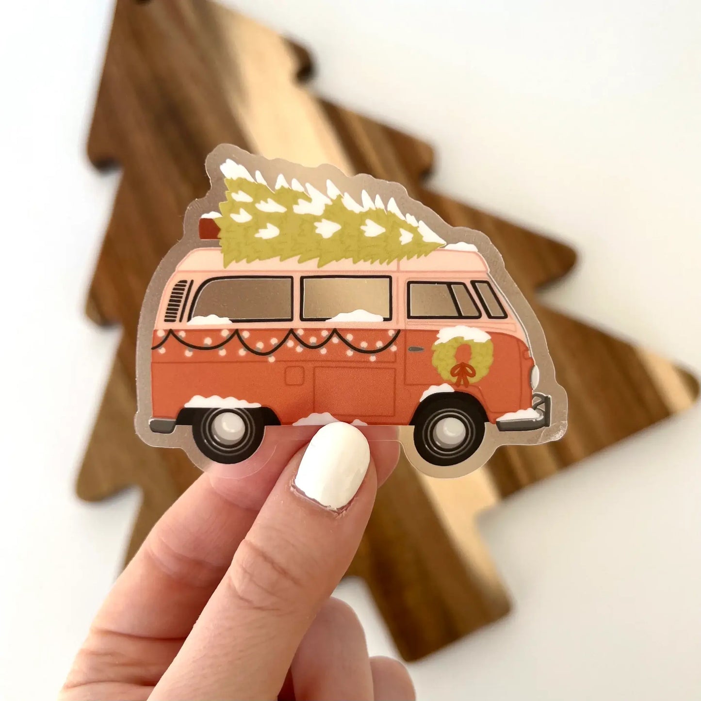 Christmas Van Sticker, 3x2 in.