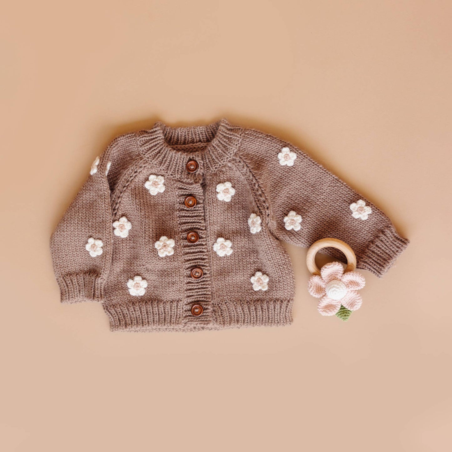 Flower Cardigan Tan Kids and Baby Apparel Sweater Easter: XS; 6-12M