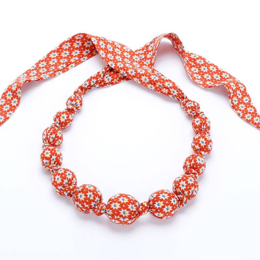 Girls Beaded Cloth Necklace - Origami - Orange
