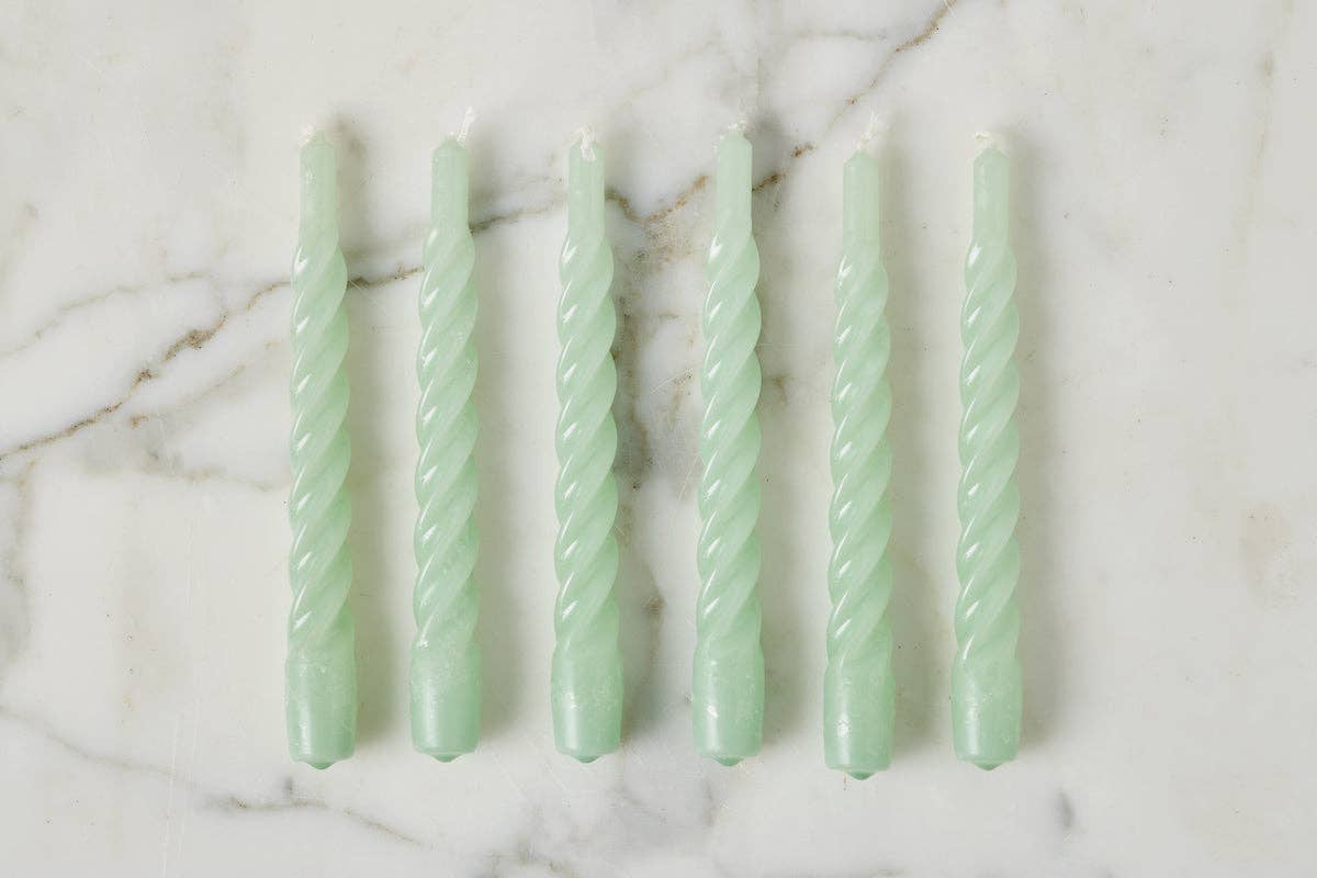 Sage Green Twisted Taper Candles