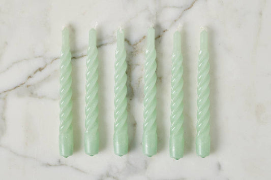 Sage Green Twisted Taper Candles