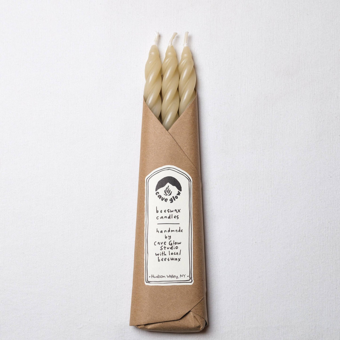 Sand Beeswax Taper Candles Set of 3: Spiral