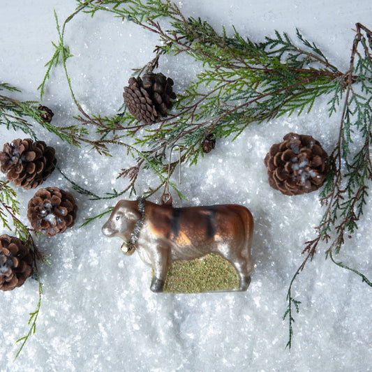 Cow with Jingle Bell Ornament