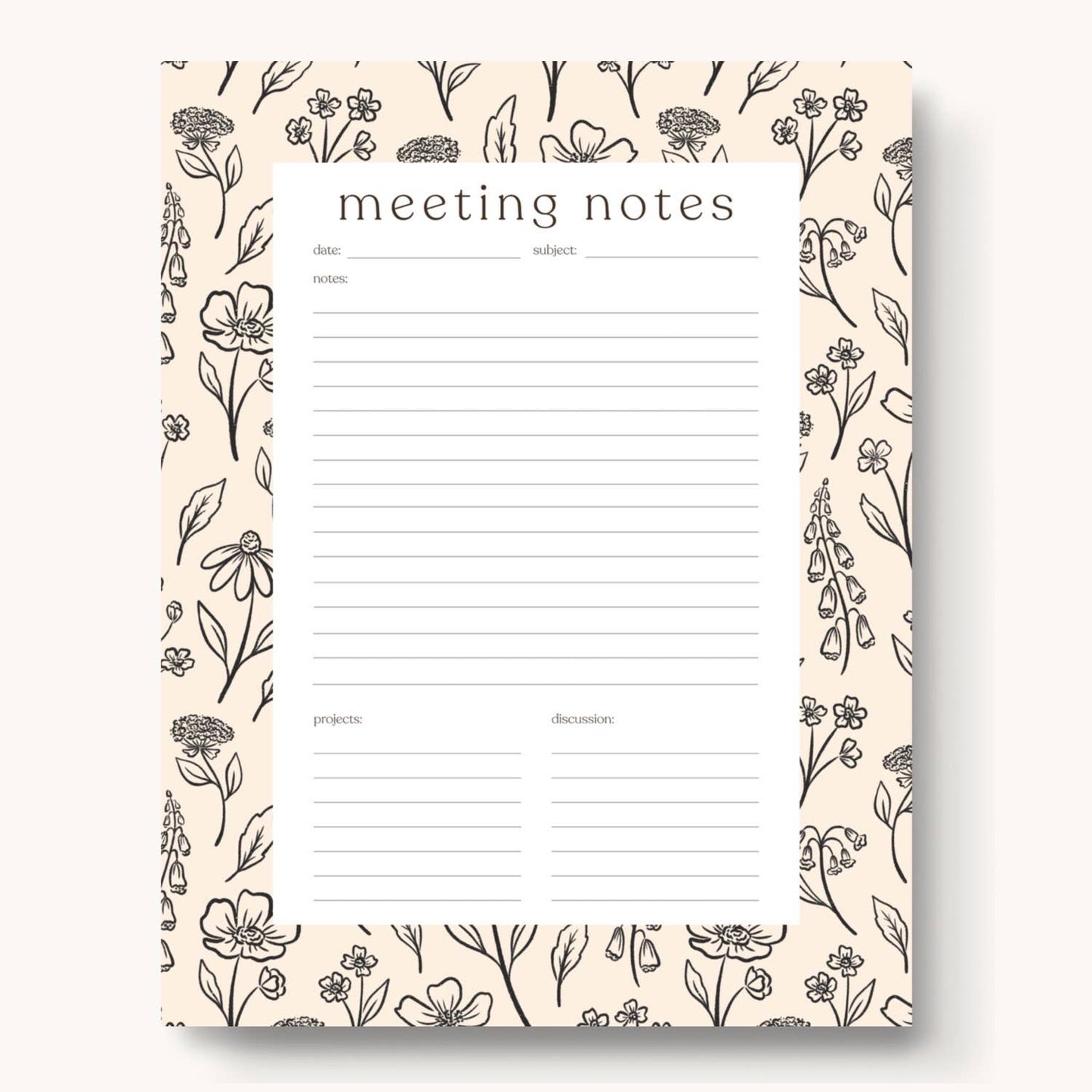 Pressed Floral Meeting Notes Notepad, 11x8.5 in.