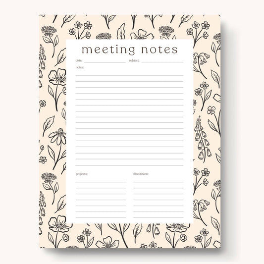 Pressed Floral Meeting Notes Notepad, 11x8.5 in.