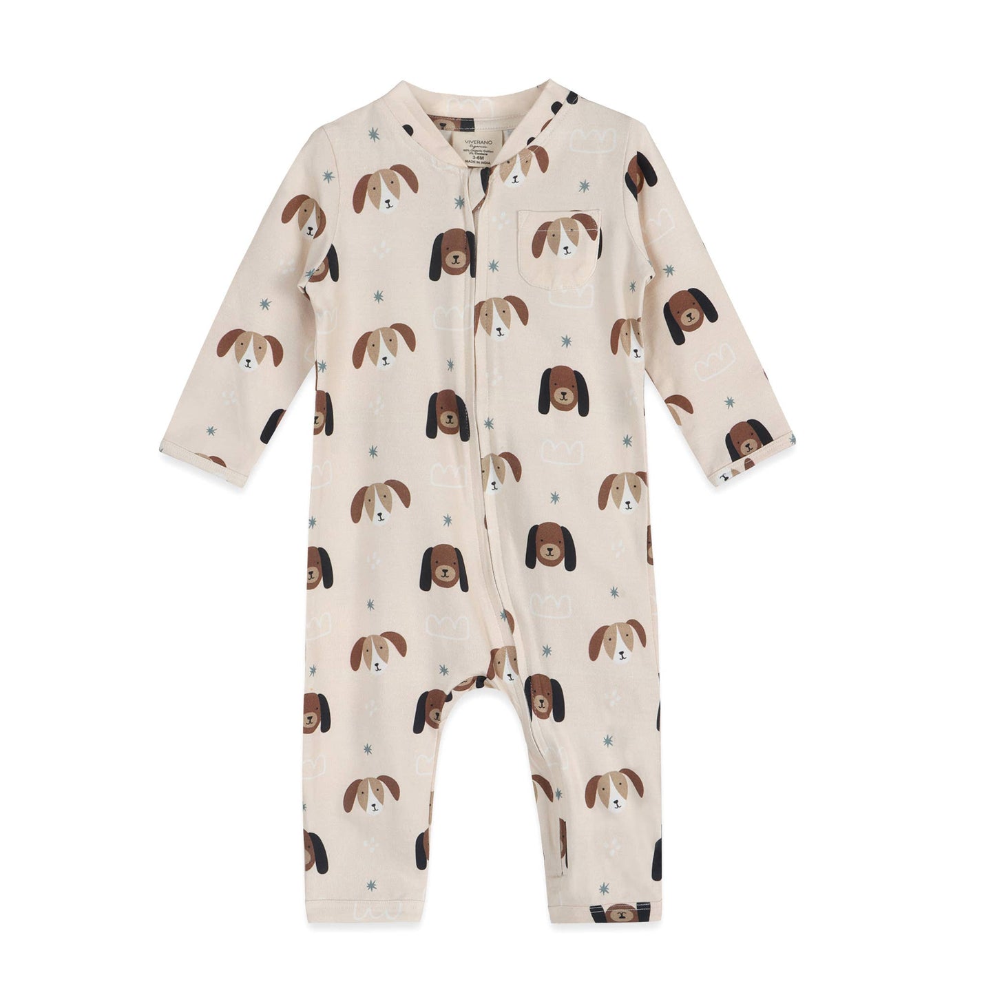 Doggies Baby Zipper Jumpsuit (Organic): Sand