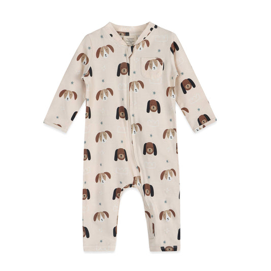 Doggies Baby Zipper Jumpsuit (Organic): Sand