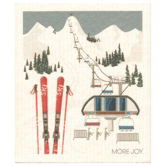 Ski Slopes Winter Swedish Dishcloth