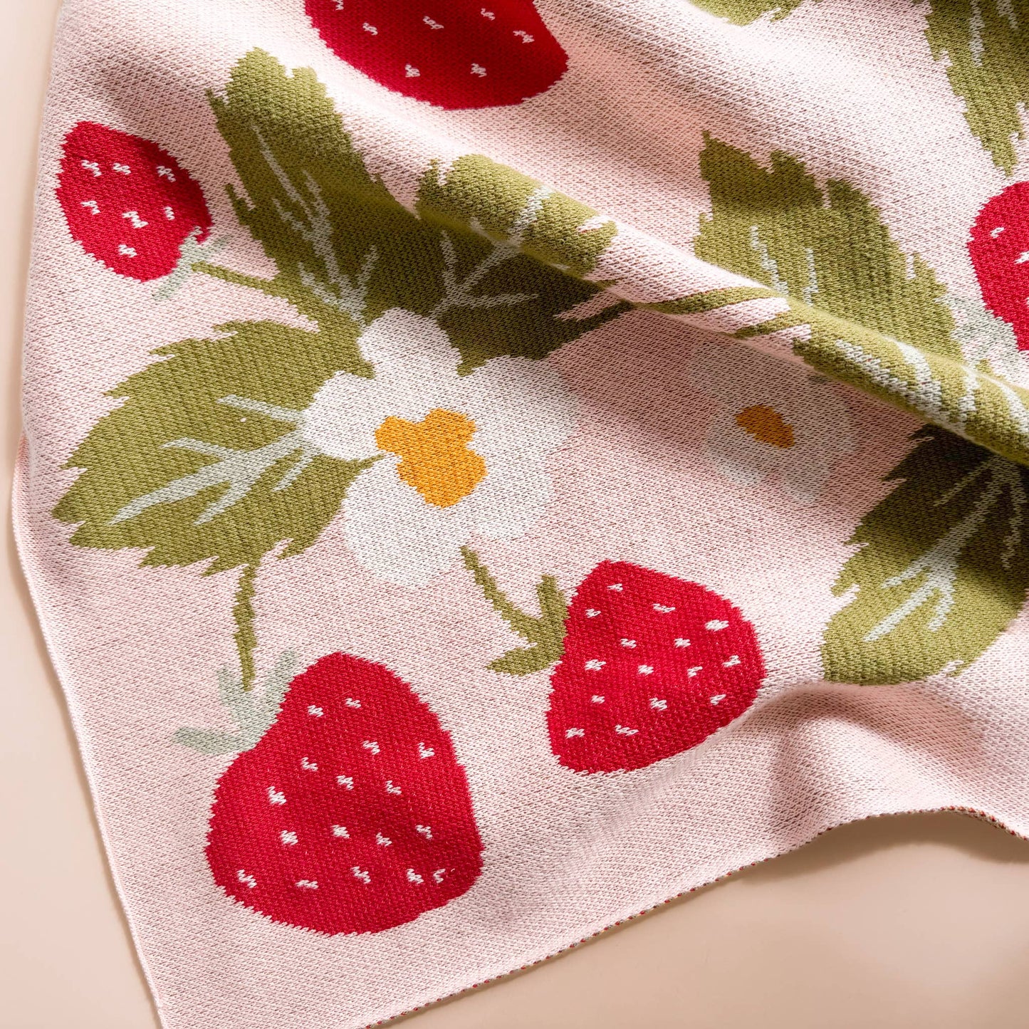 Blanket Strawberry Bunny Organic Baby Decor Spring Summer: Blush