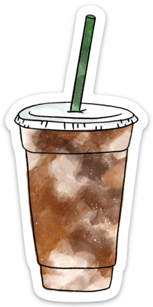 Iced Coffee Sticker 4x2in.