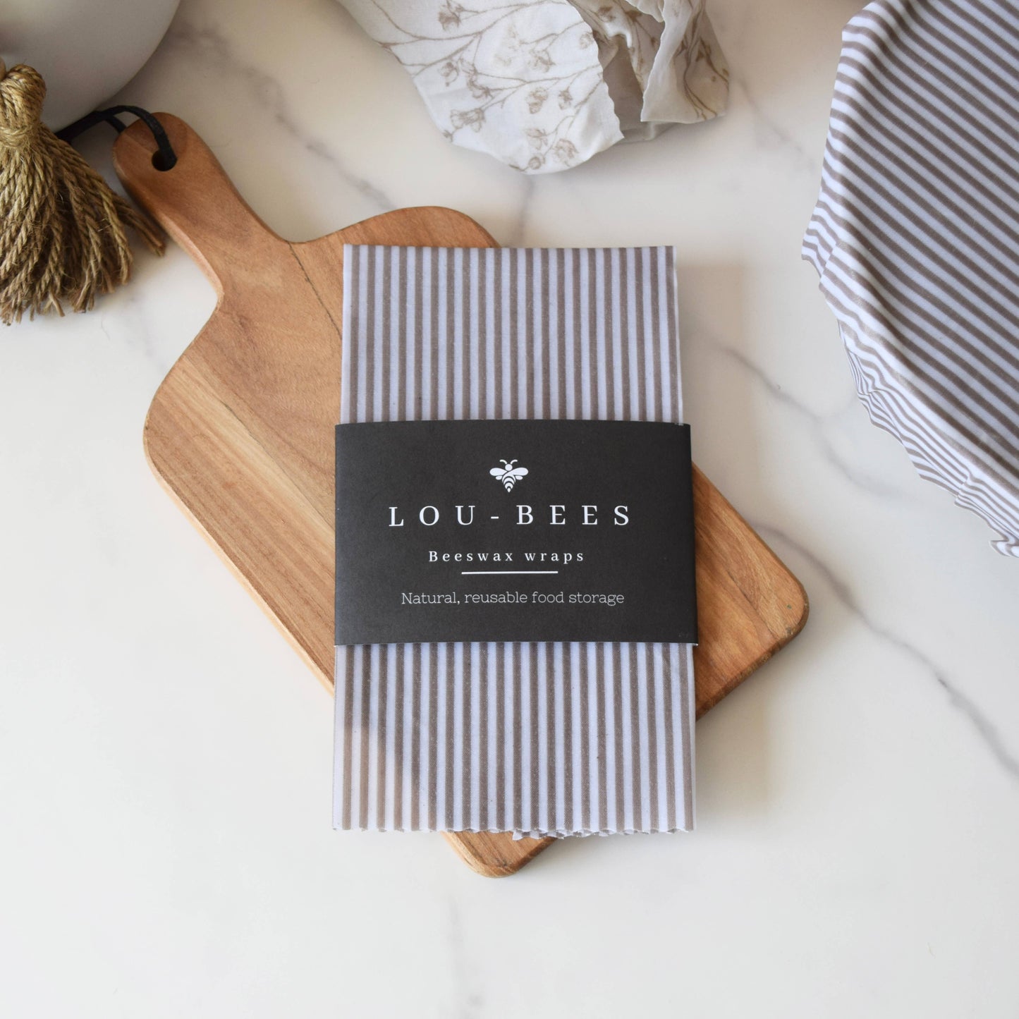 Edited Life Organic Beeswax Wrap – Natural Cotton Singlet : Both Cream & Striped