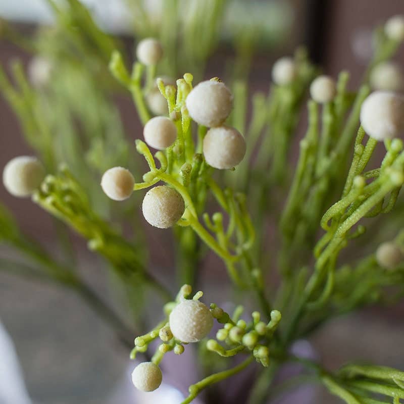 Artificial Berzelia Stem 24" Tall: Three Stems / Pale Red