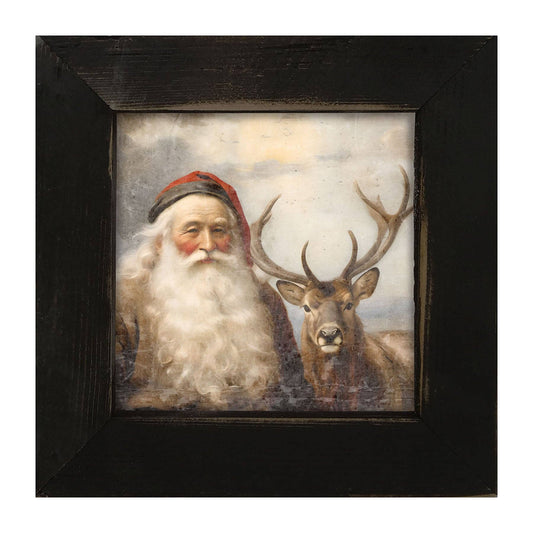 Reindeer with Santa 2: Black / Small