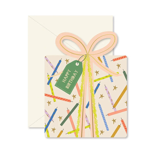 Birthday Gift Star Candles Die Cut Greeting Card